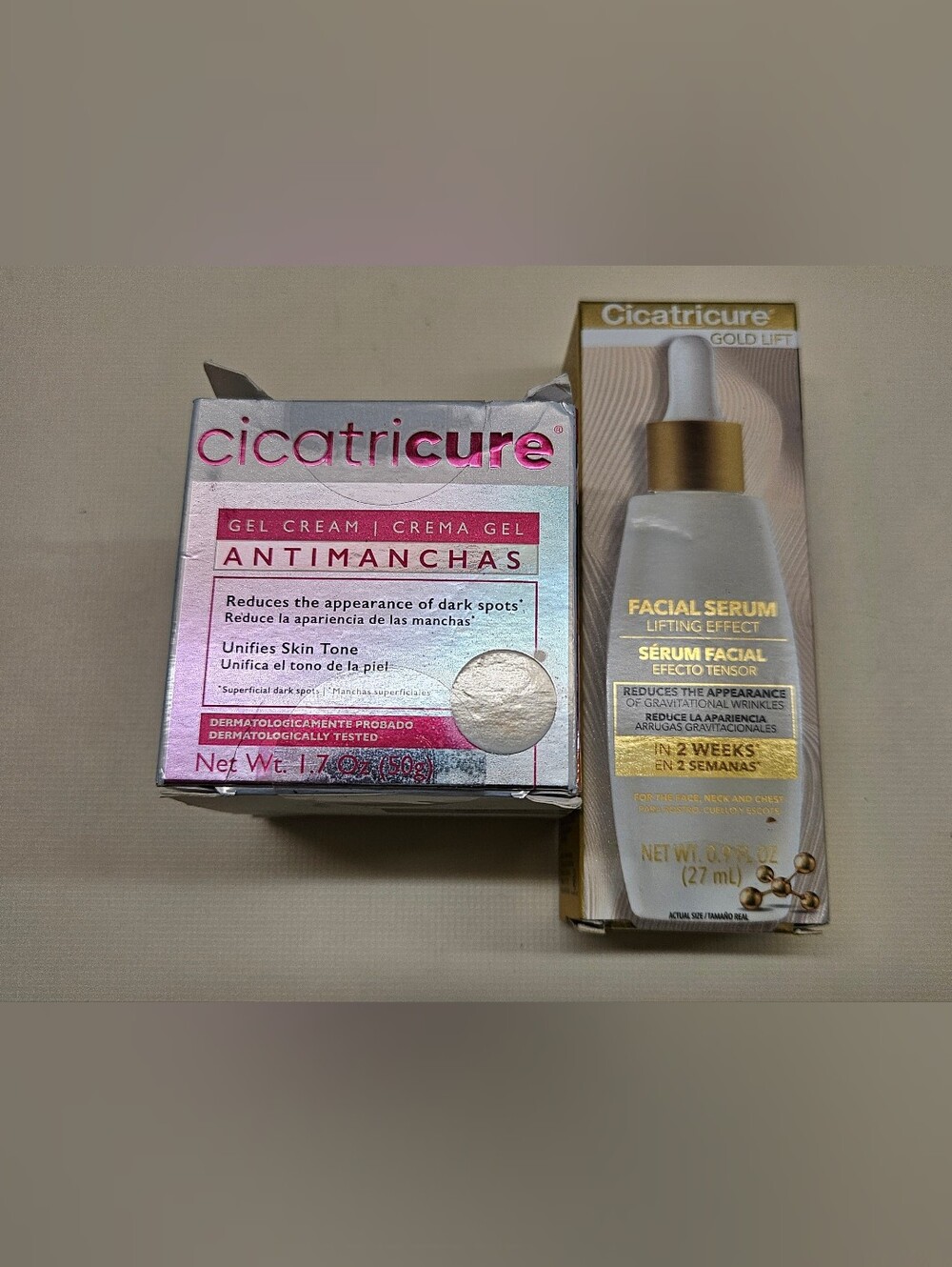 Cicatricure Gel Cream Antimanchas & Gold Lift Facial Serum Bundle NIB